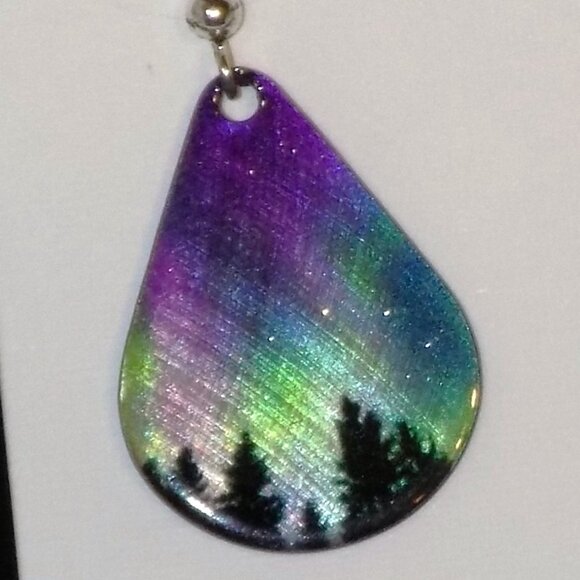 New D'ears Fire & Ice Metallic Earrings & Necklace Set Alaska. Sterling Hooks - Picture 6 of 8